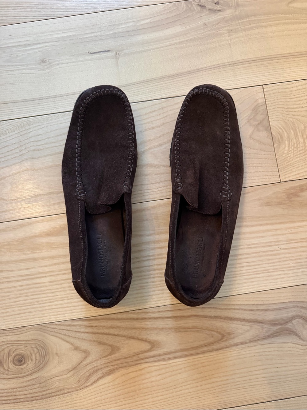 Bruno Magli Dark Brown Suede Slip-On Loafers